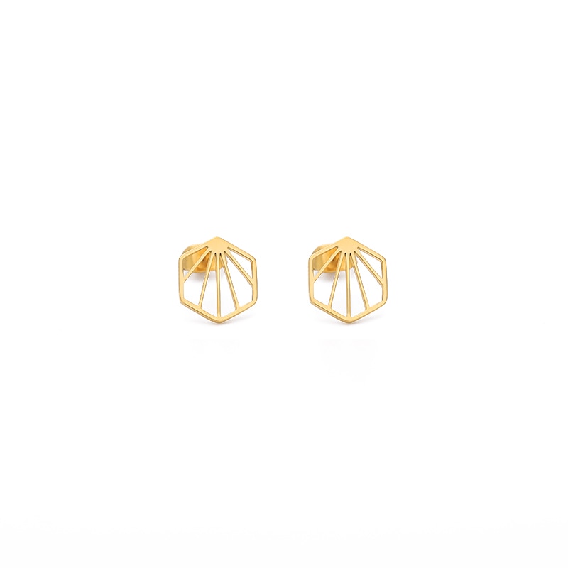 Minimalist Hexagon Cut Out Sunburst Earrings