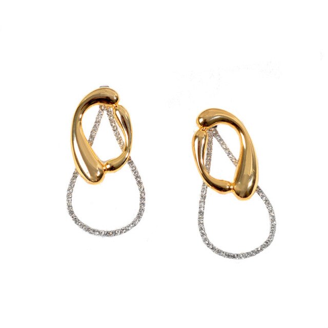 Minimalist Waterdrop Metal Bling Bling Rhinestones Dangle Earrings